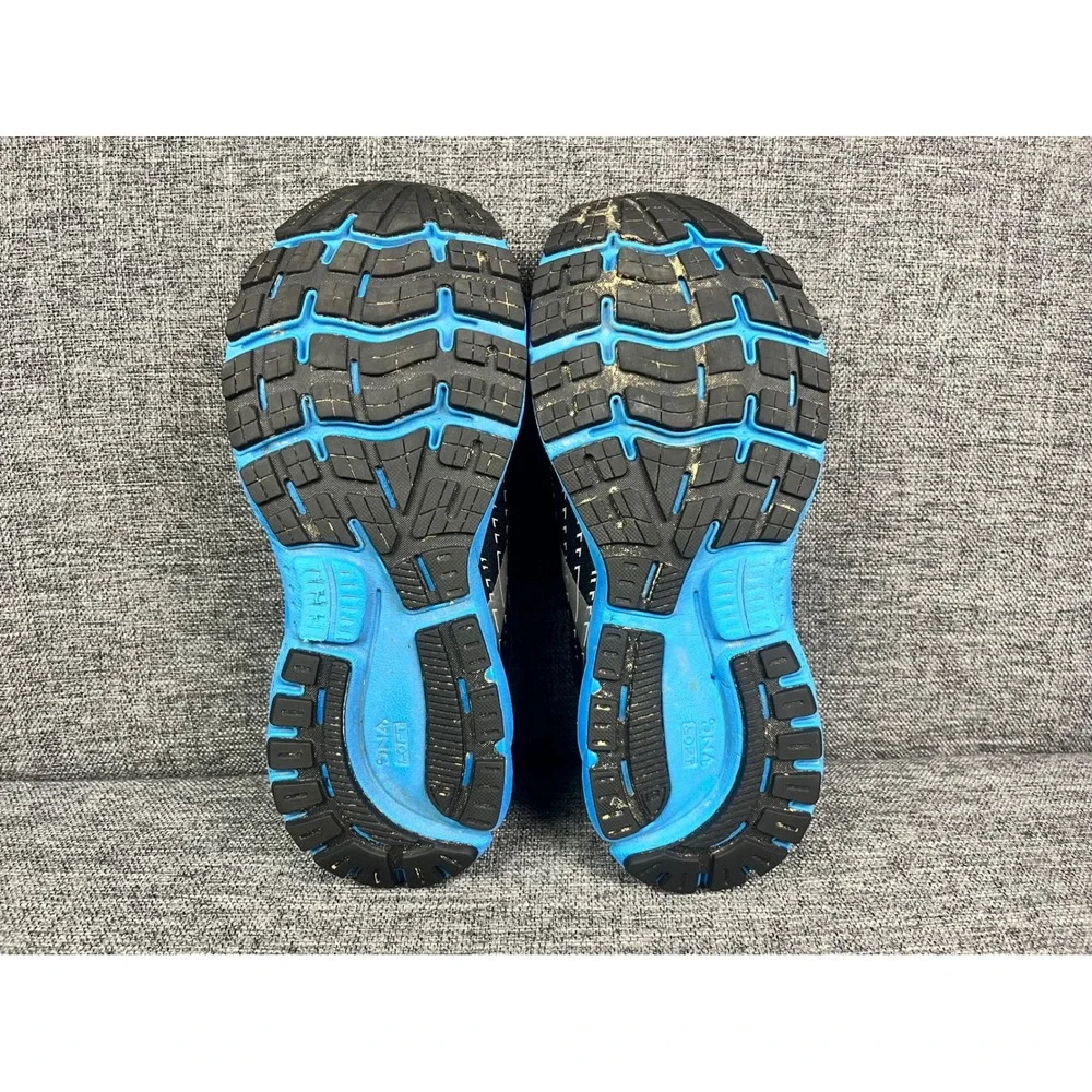 Brooks Ghost 13 Men Running Shoes Black Blue Silver Size 10.5 Sneakers Medium(D)